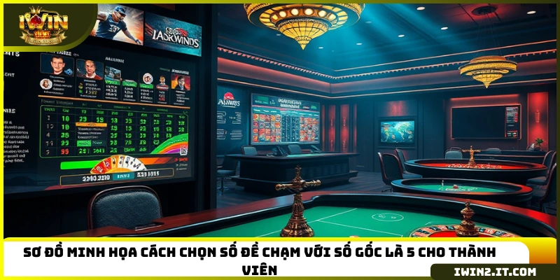 Sơ đồ minh họa cách chọn số đề chạm với số gốc là 5 cho thành viên